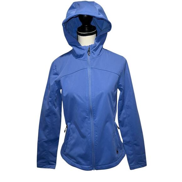 Spyder Women’s Insulated Fitted Hooded All Weather Jacket Cornflower Blue Size S - Picture 1 of 14